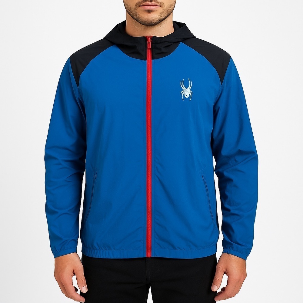 Spyder Blue Black Performance Full Zip Jacket Mens M Gorpcore